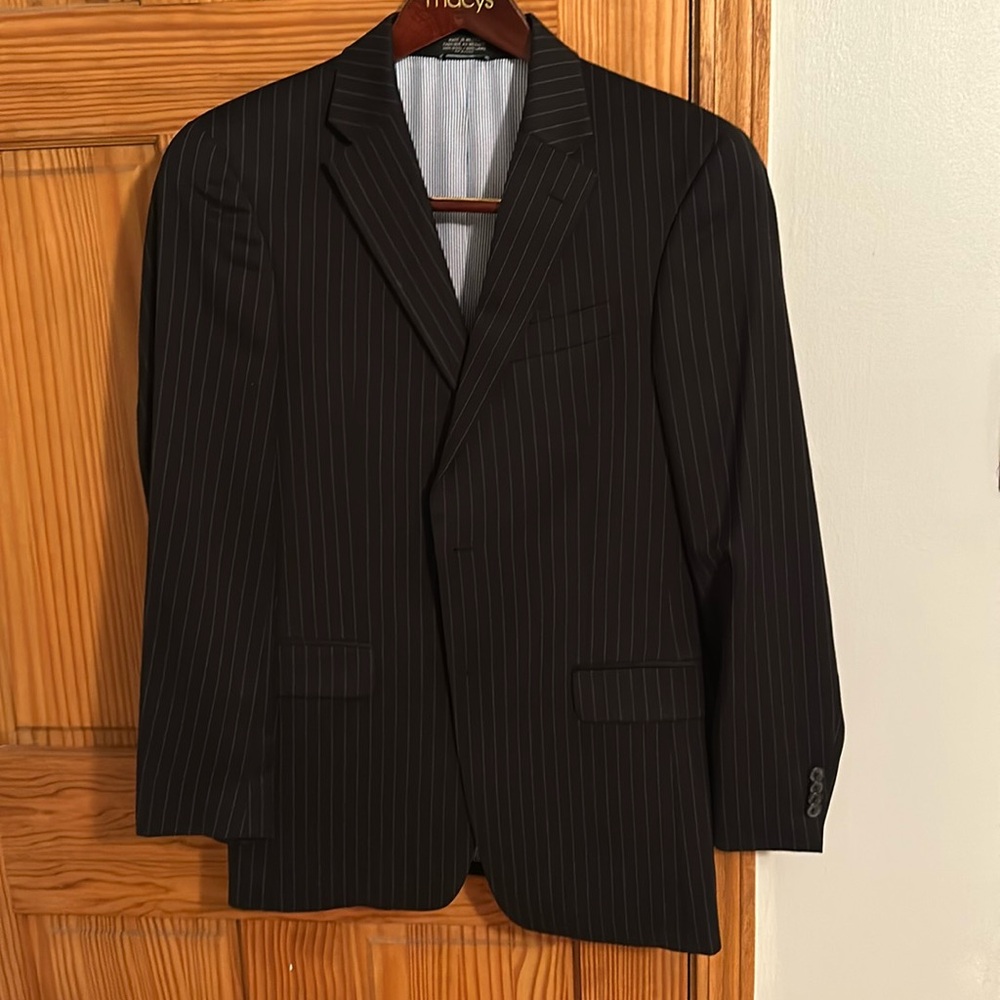 Tommy Hilfiger Navy Blue Pinstripe Suit Jacket. 36R (Trim fit). JACKET ONLY.